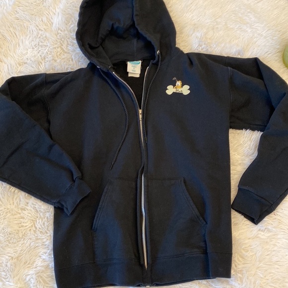 DISNEY | Pluto Black Hooded Zippered Cotton Sweatshirt unisex Small - Picture 7 of 8